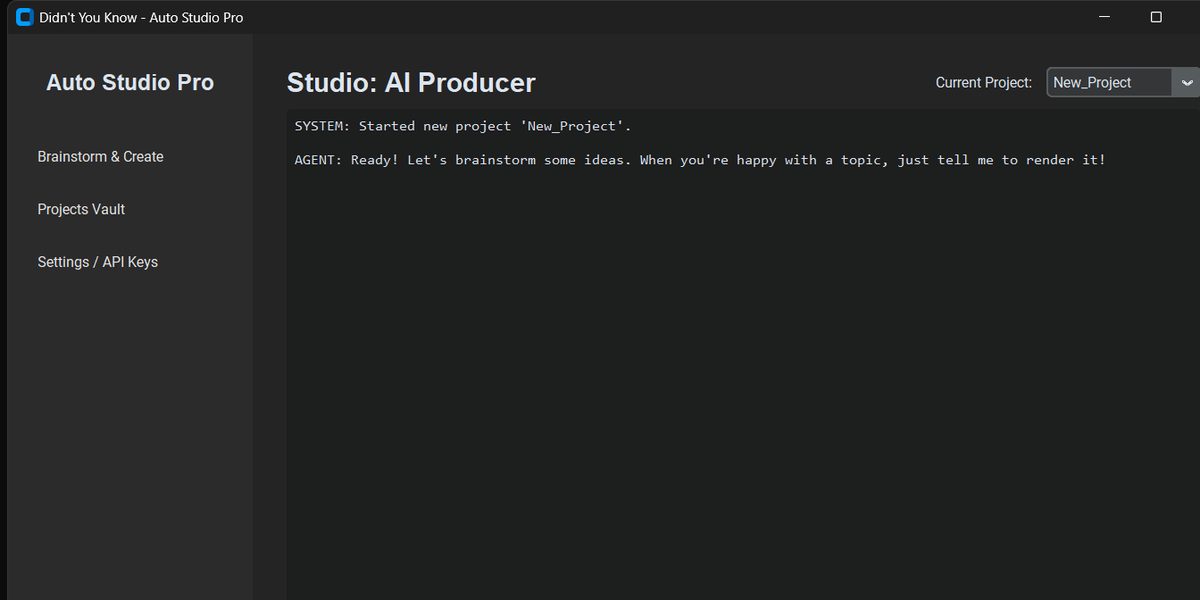 Auto Studio Pro desktop app, Brainstorm & Create view