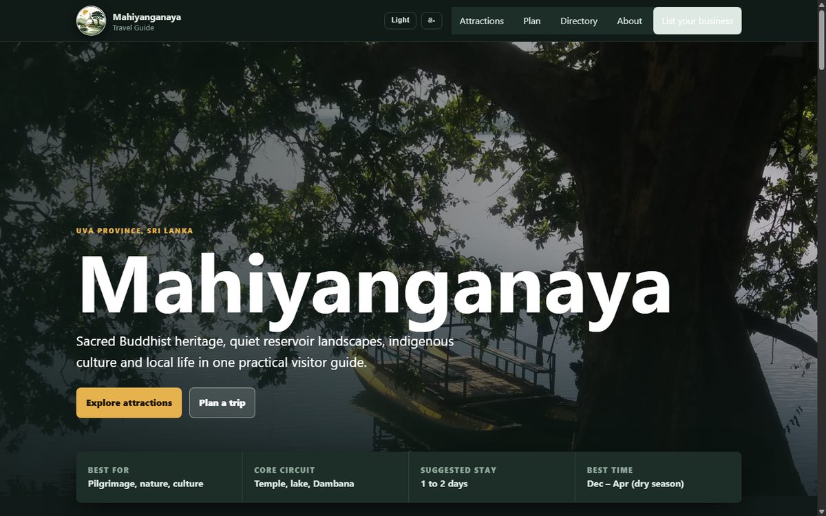 Mahiyanganaya.com homepage