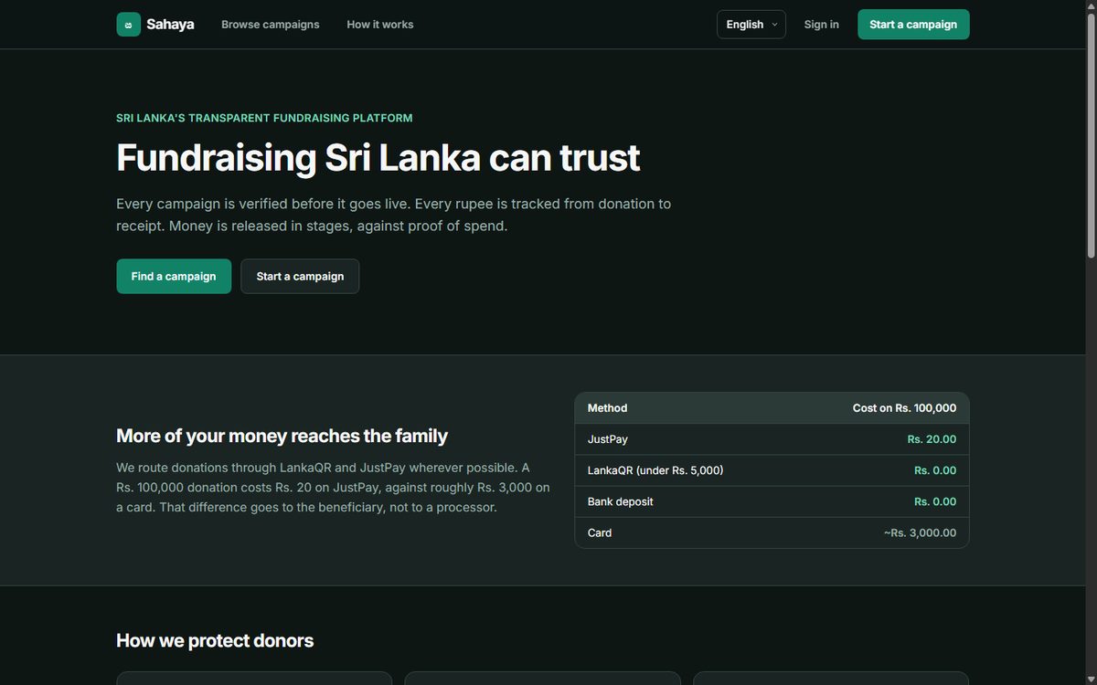 Sahaya homepage